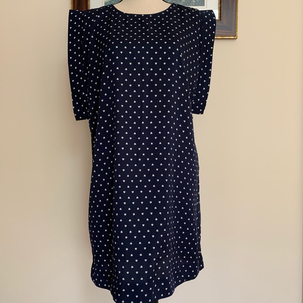 Navy and White ‘Hearts’ dress XL